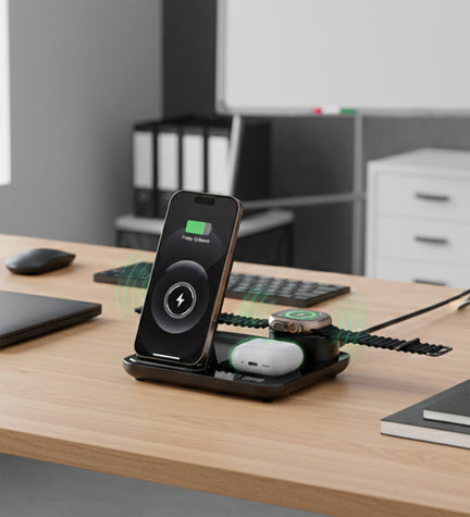 Üçlü Standlı Wireless Şarj Cihazı