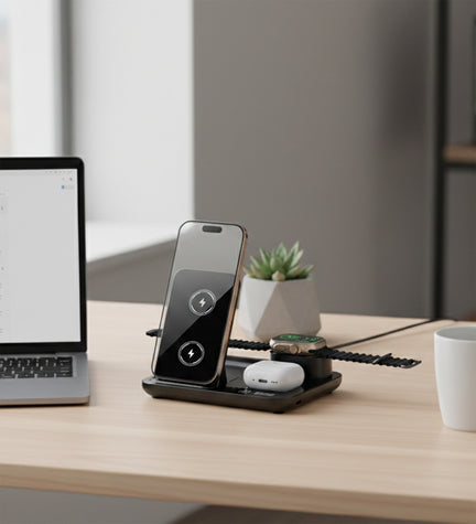 Üçlü Standlı Wireless Şarj Cihazı