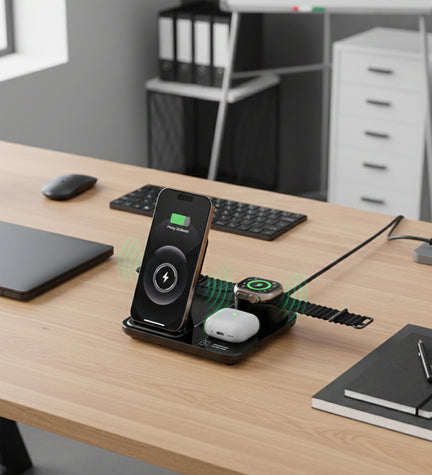 Üçlü Standlı Wireless Şarj Cihazı