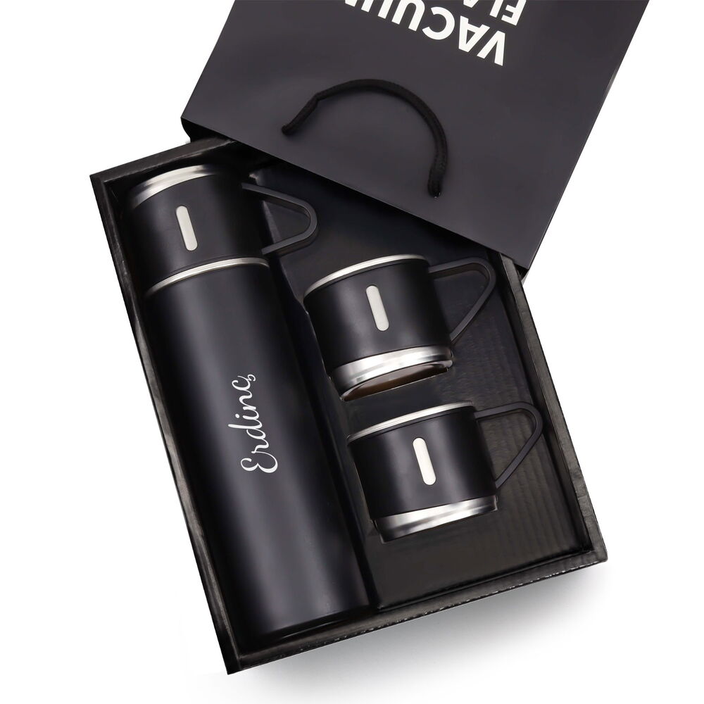 3 Bardaklı Silver Termos