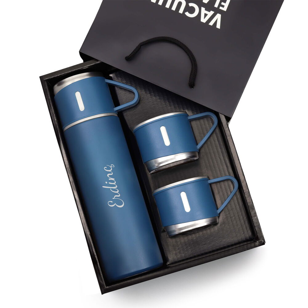 3 Bardaklı Silver Termos