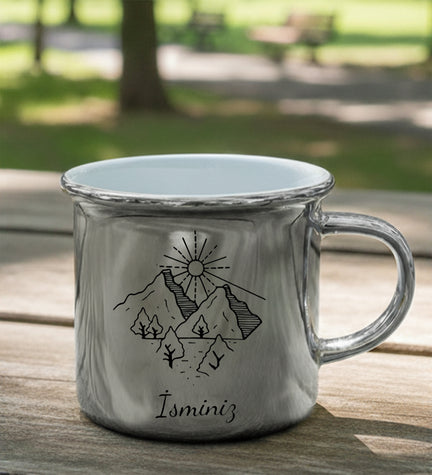 Kişiye Özel Gümüş Renk Vintage Kupa