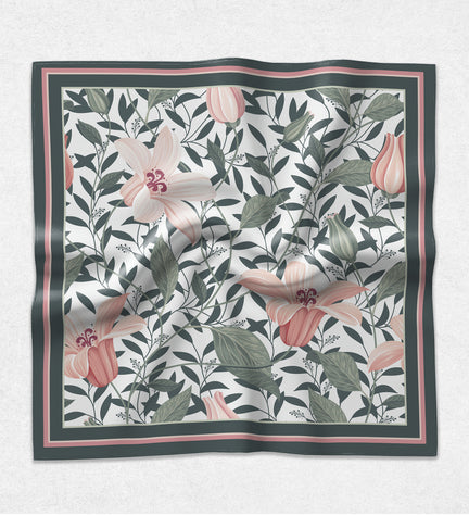 Yeşil Yapraklı Tasarım Fular