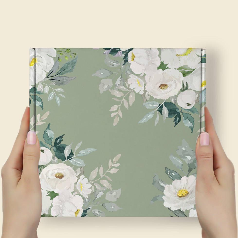 Çiçekli Yeşil Tasarım Kutu