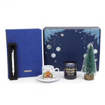 Mavi Ajanda & Tükenmez Kalem & Baskılı Fincan & Bardak Mum & Mini Çam Ağacı Hediye Kutusu