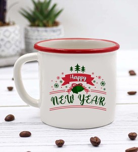 Kişiye Özel Kırmızı Defter & Kırmızı Touch Roller Kalem & Yılbaşına Özel Happy New Year Temalı Vintage Kupa & Lavi Çikolata Yeni #4