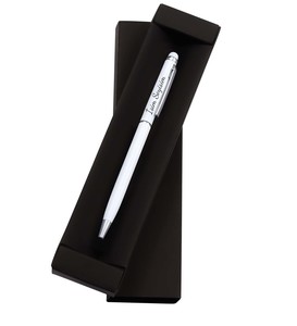 Kişiye Özel Beyaz Mini Not Defteri & Beyaz Çiçekli Fular & Beyaz Touch Pen & Patiswiss Beyaz Çikolatalı Çilek Draje Hediye Seti #2