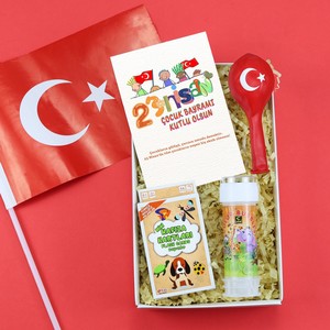 Türk Bayrağı & Türk Bayraklı Balon & Köpük Baloncuk & Mini Hafıza Kartları Hediye Seti #1
