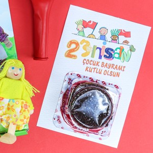23 Nisan Kartında Eti Puf & Türk Bayraklı Balon & Ahşap 6'lı Aile Kukla Seti Hediye Seti #3